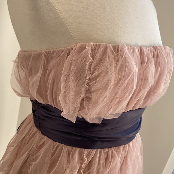 JUMP GIRL Strapless Ruffle Mini Dress Womens Sz 6 Blush Pink Grey Sash Fairy - Picture 2 of 5